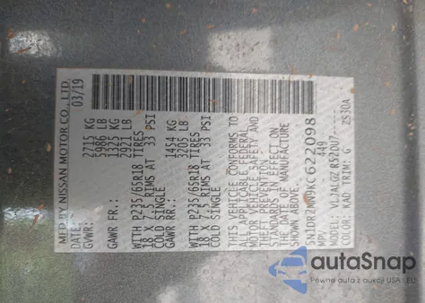 2019 Nissan Pathfinder Sl from USA, damaged, VIN 5N1DR2MN9KC622098